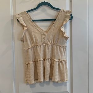 cream ruffle tank top
